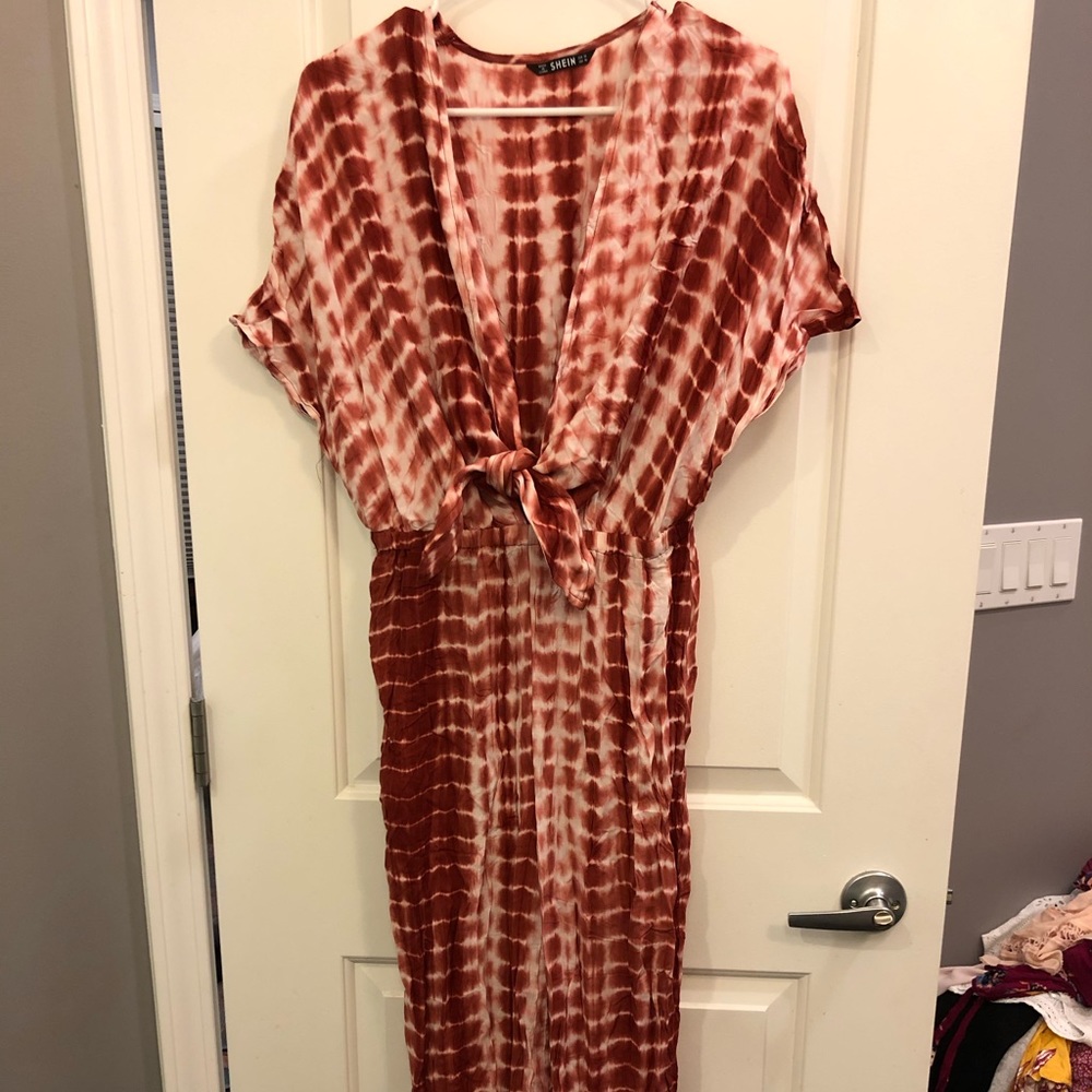 Super cute red tie dye jumpsuit